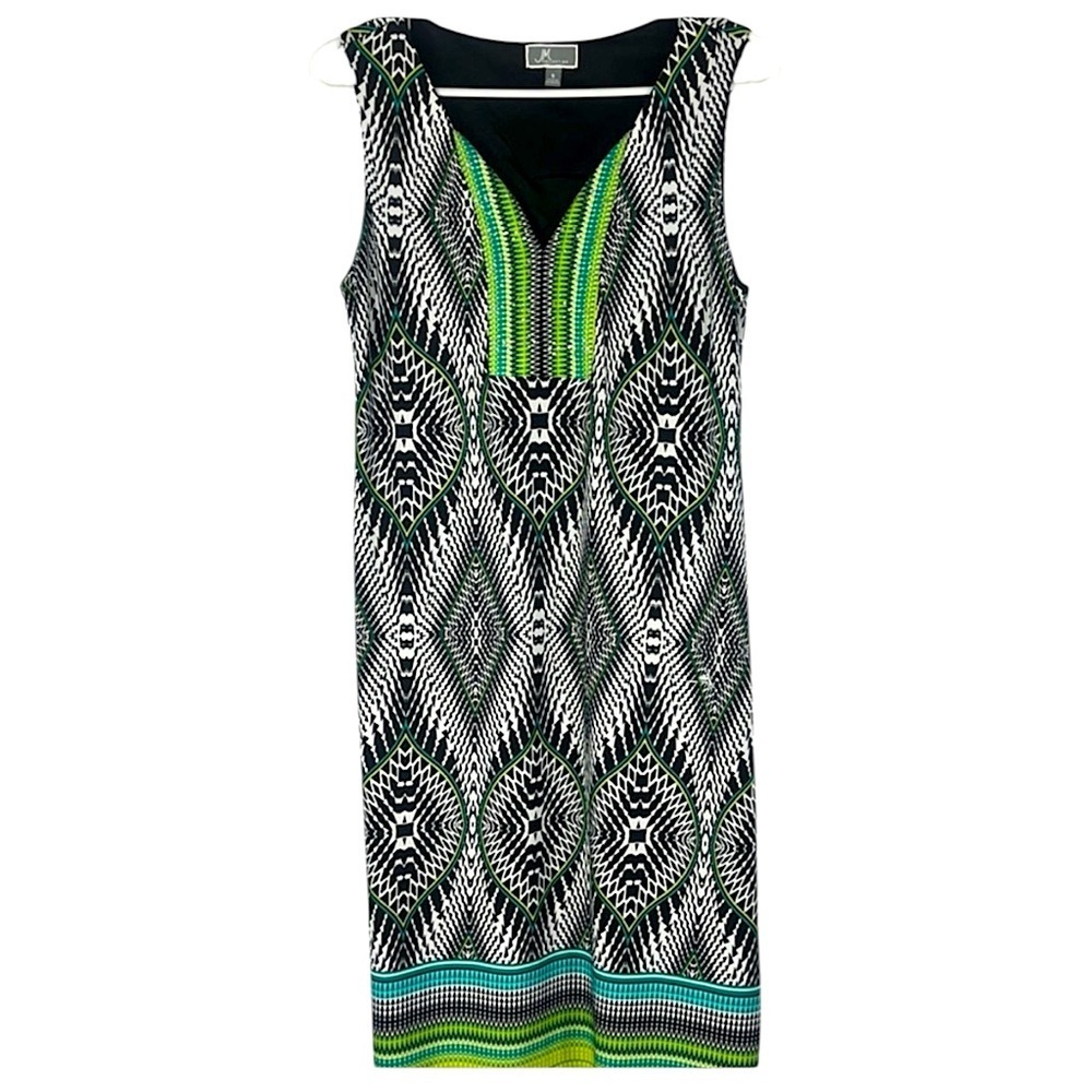 JM Collection sheath dress multicolor print Sz S studded